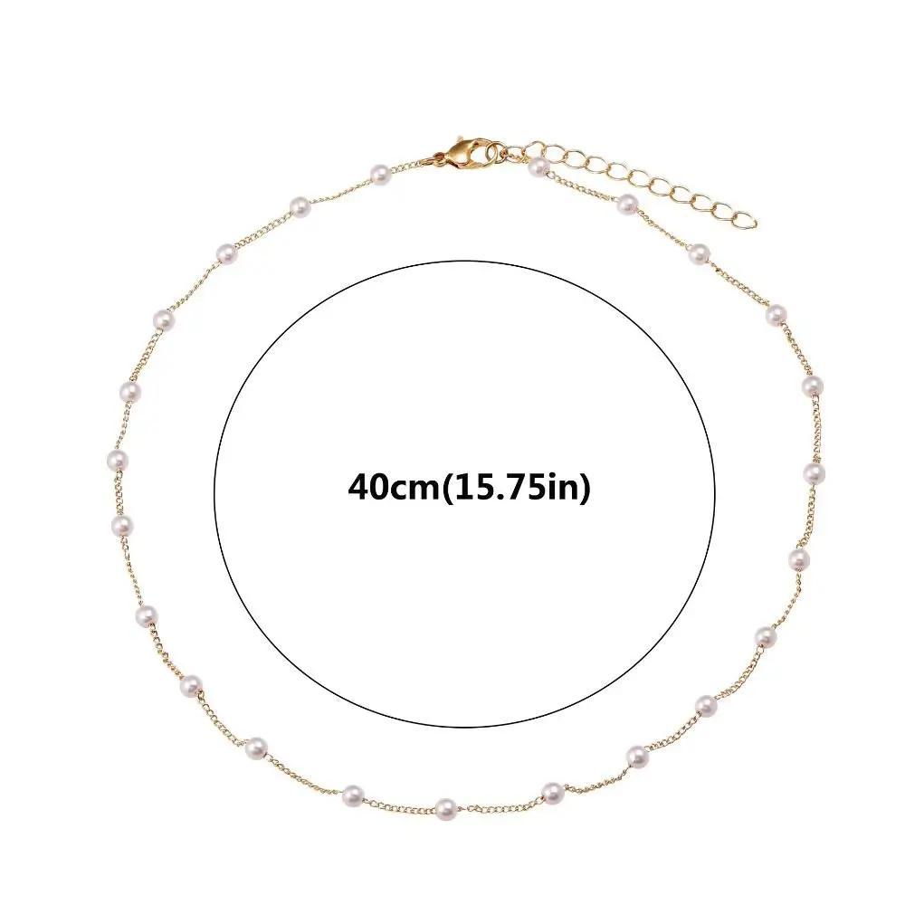 Goldfarbe Frauen Halskette koreanischen Stil Mädchen Charme Perle Choker Halskette elegante Bankett Schmuck kurze Schlüsselbein Halskette