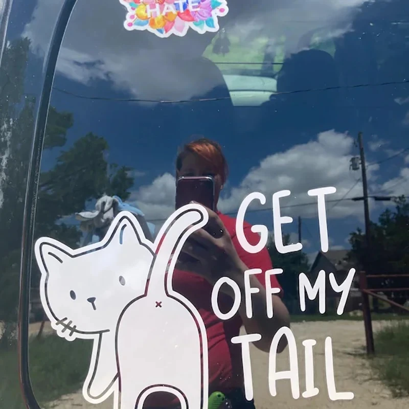 اخرج من ملصقات الفينيل لسيارة My Tail Cat على مصدات النوافذ لبيجو