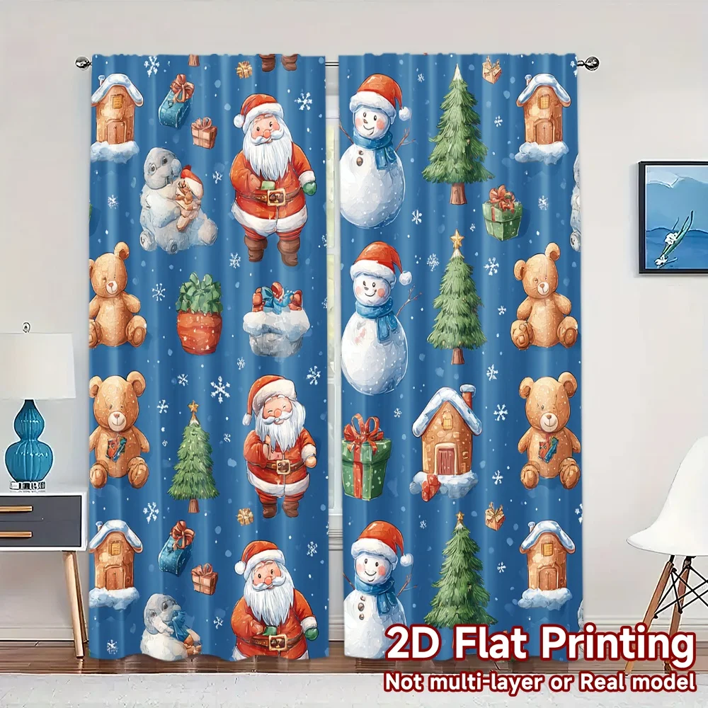2D Flat Printing,JIT 2pcs, Curtains (Without Rod) Festive Wonderland(4) Creative Chic Curtains Polyester Curtains Decorations