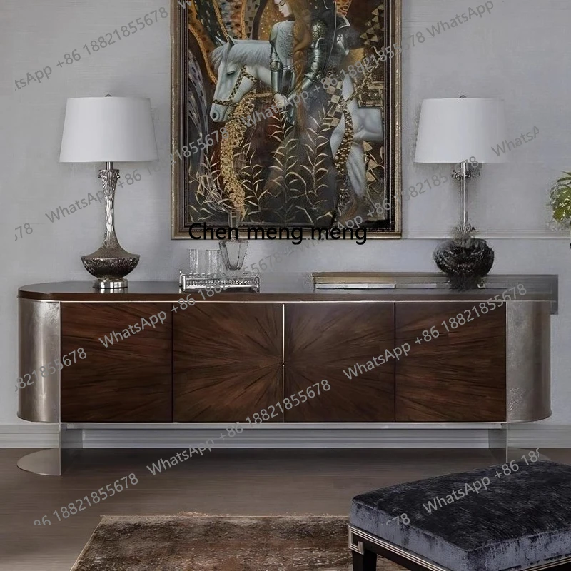 

TV Cabinet Living Room Wall-Mounted Side Cabinet Solid Wood French Minimalist High-End Storage Sideboard Entryway Cabinet