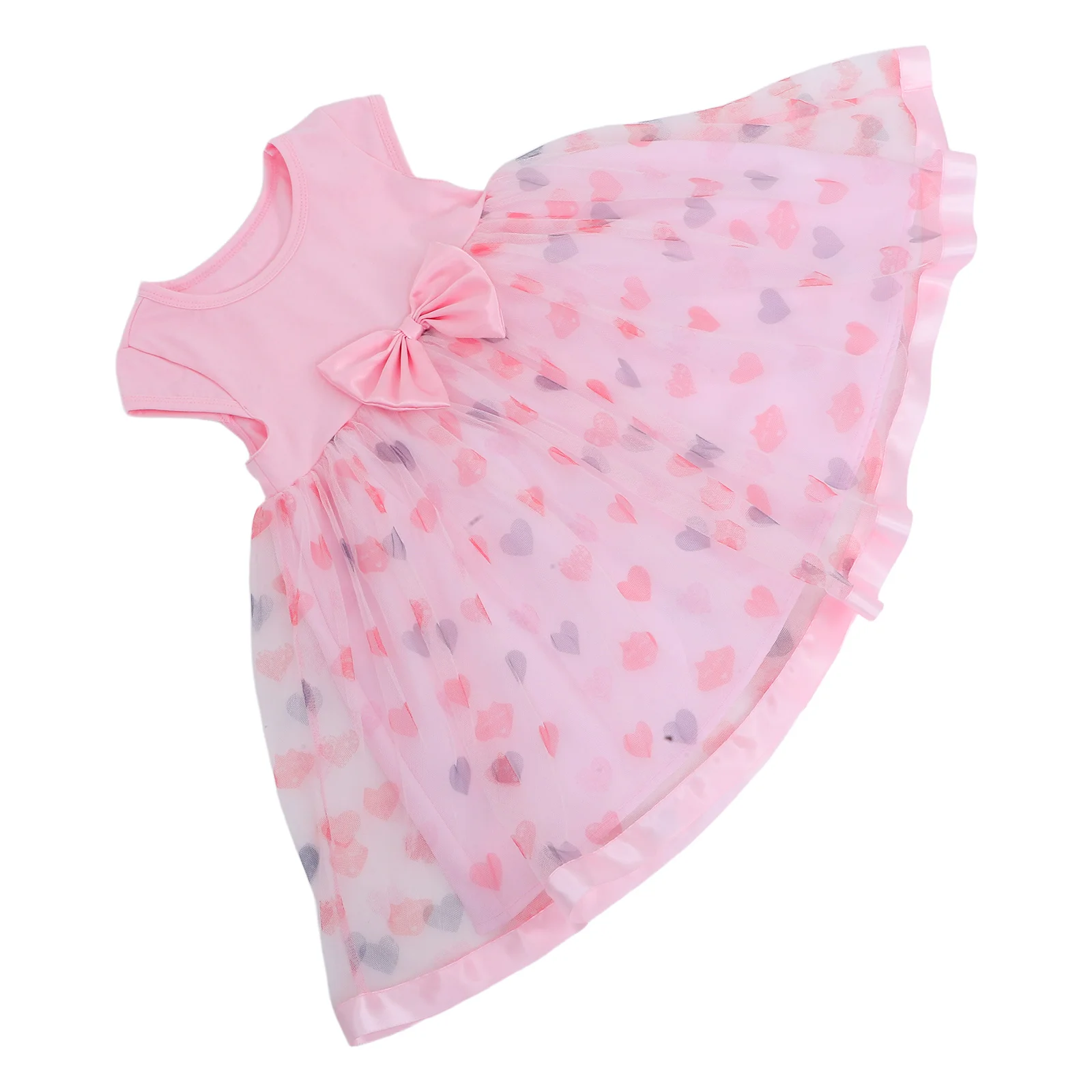 

Baby Girl Sleeveless Dress Heart Pattern Mesh Summer Outfit Princess Style Toddler Breathable Cute Party Wear Baby Girl Outfit