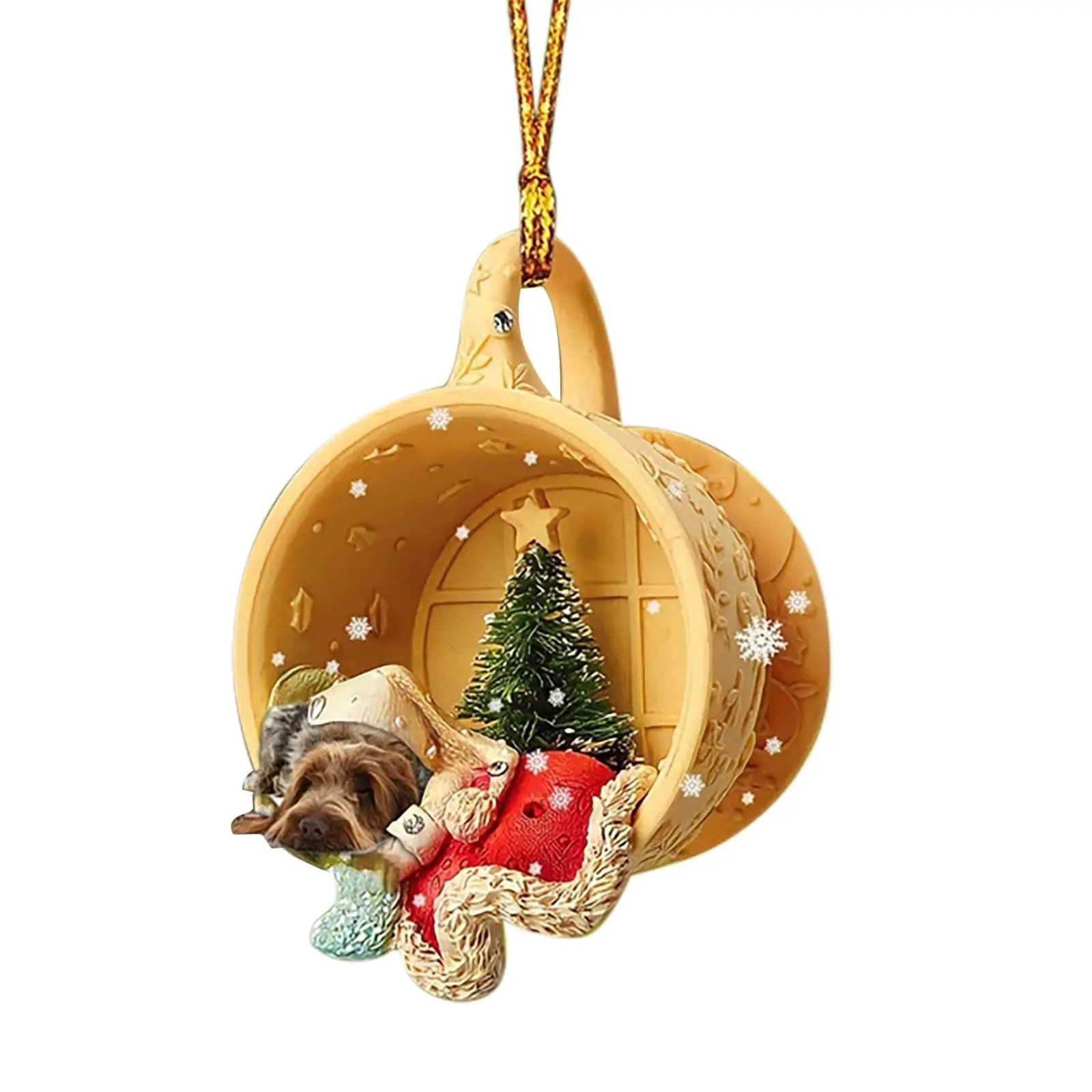 Xmas Dachshund Dog Ornaments Cute Lovely Christmas Pendant for Cars Window Christmas Tree