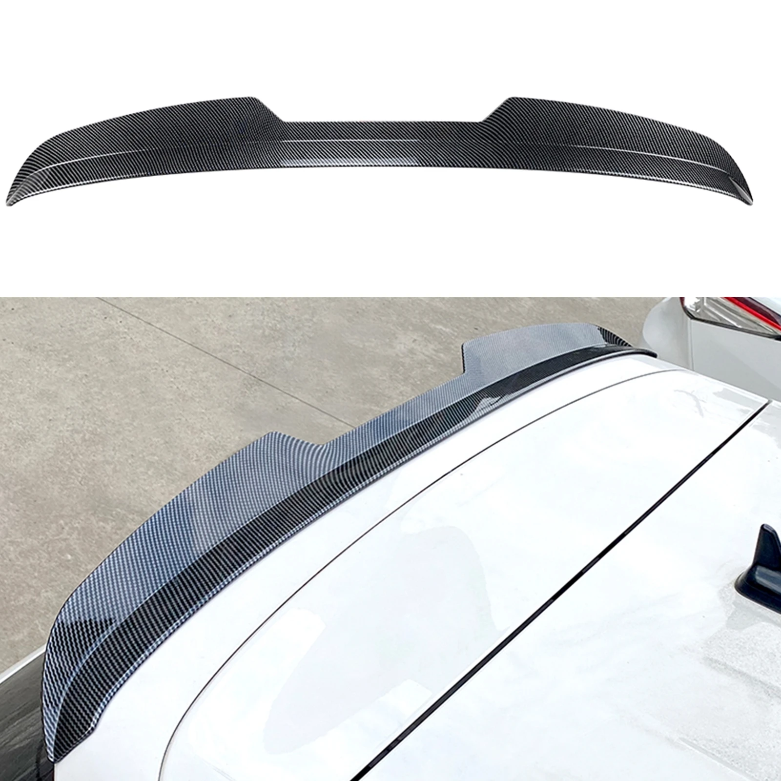 

Rear Roof Spoiler Wing For Volkswagen Tiguan R-Line VW Rline 2017-2023 Carbon Fiber Look/Gloss Black Trunk Upper Splitter Lip