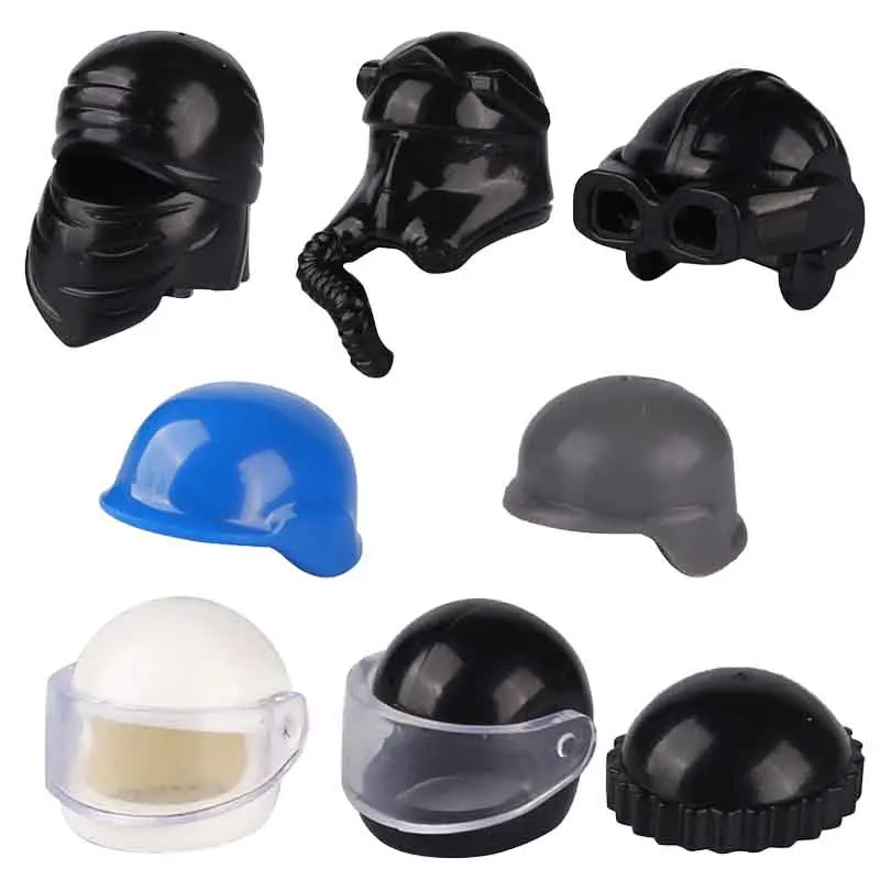 

CMOC City Figure Helmet Building Block Motorcycle Racing hat Cape cap Building Block Visor Accessories Gift Toy Children J052