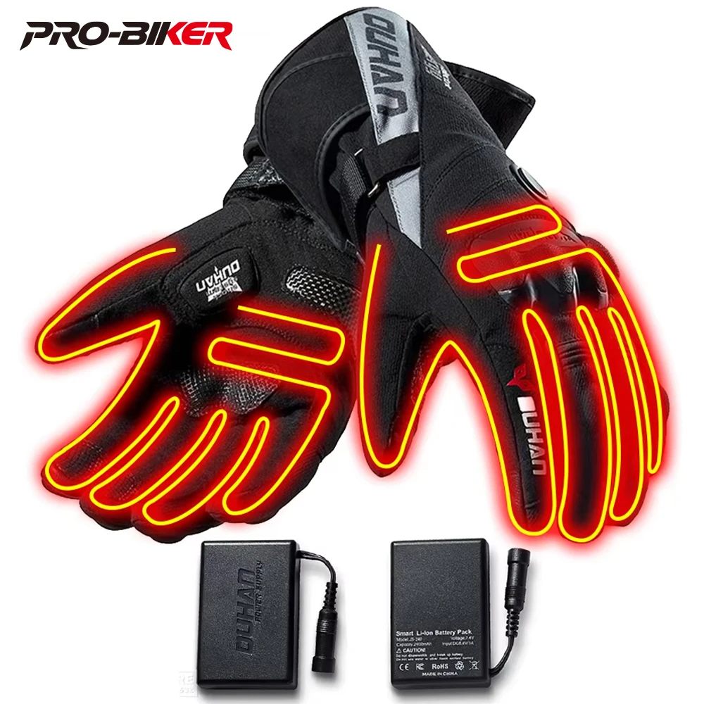 

DUHAN Waterproof Motorcycle Heated Gloves USB Electric Motocross Heating Gloves Windproof Heated Gloves Winter Moto Protection