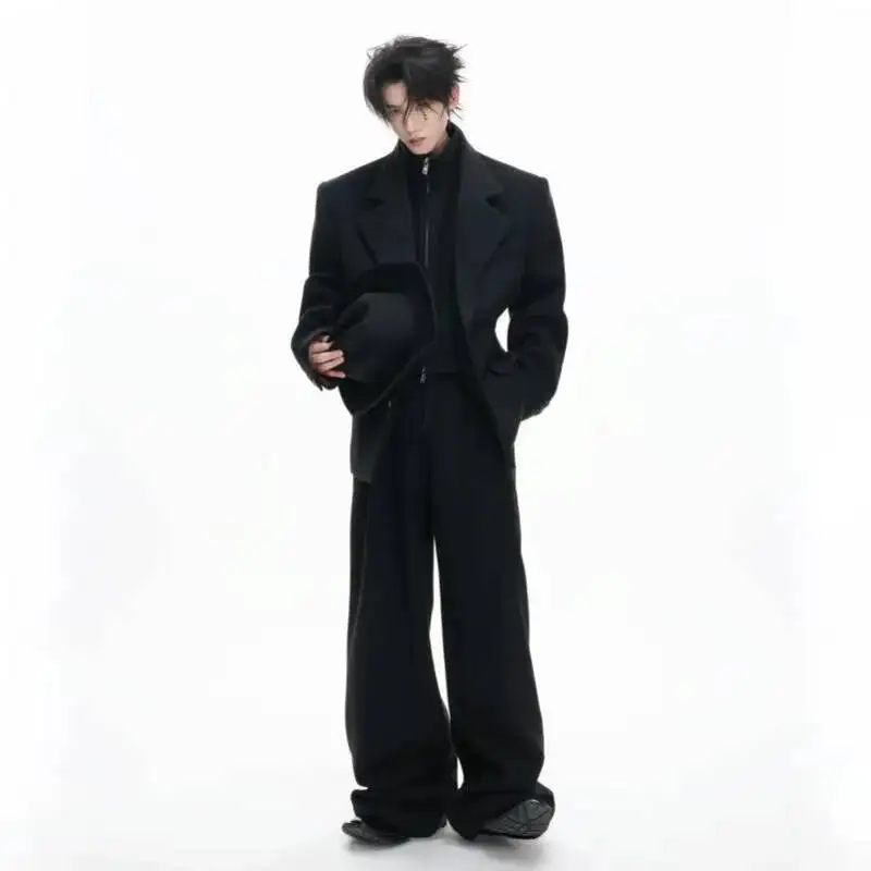 WVGA Spring Autumn New Men Original Design Two-Piece Set Trendy Jacket Loose-Fitting Draped Niche Chic Straight Pants Ins W26010