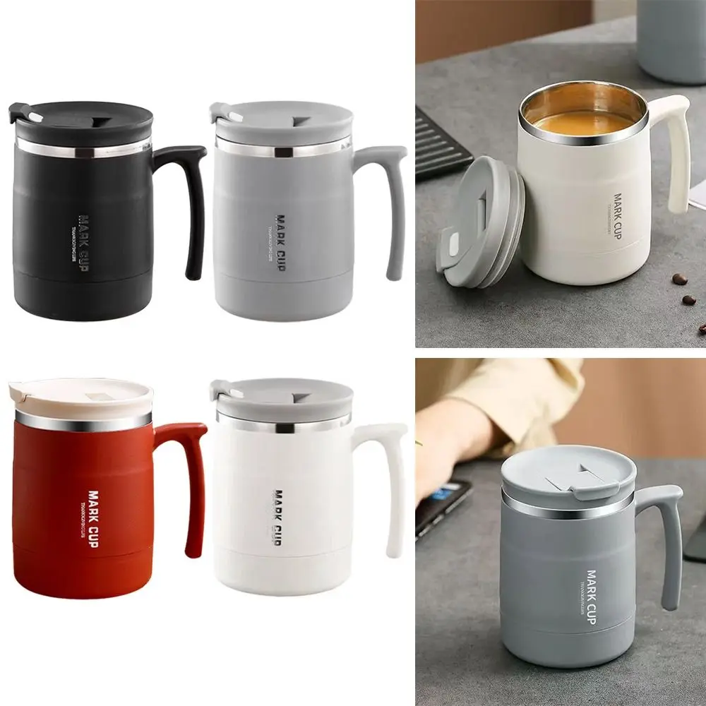 

Portable 500ml Water Cup Leak-proof Large Capacity Coffee Mug 304 Stainless Steel with Carrying Handle Office Cup