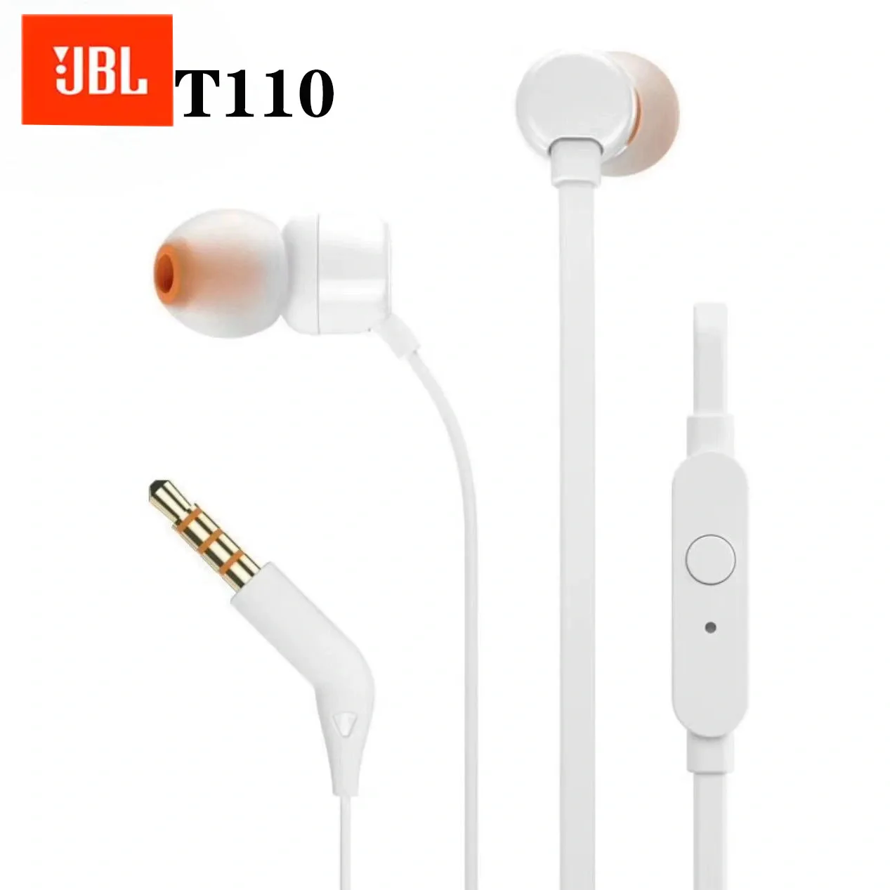 JBL TUNE 110 Officially Authorized Wired In-ear Headphones Built-in Microphone 3.5mm Interface Silicone Ear Cap for Sports Call