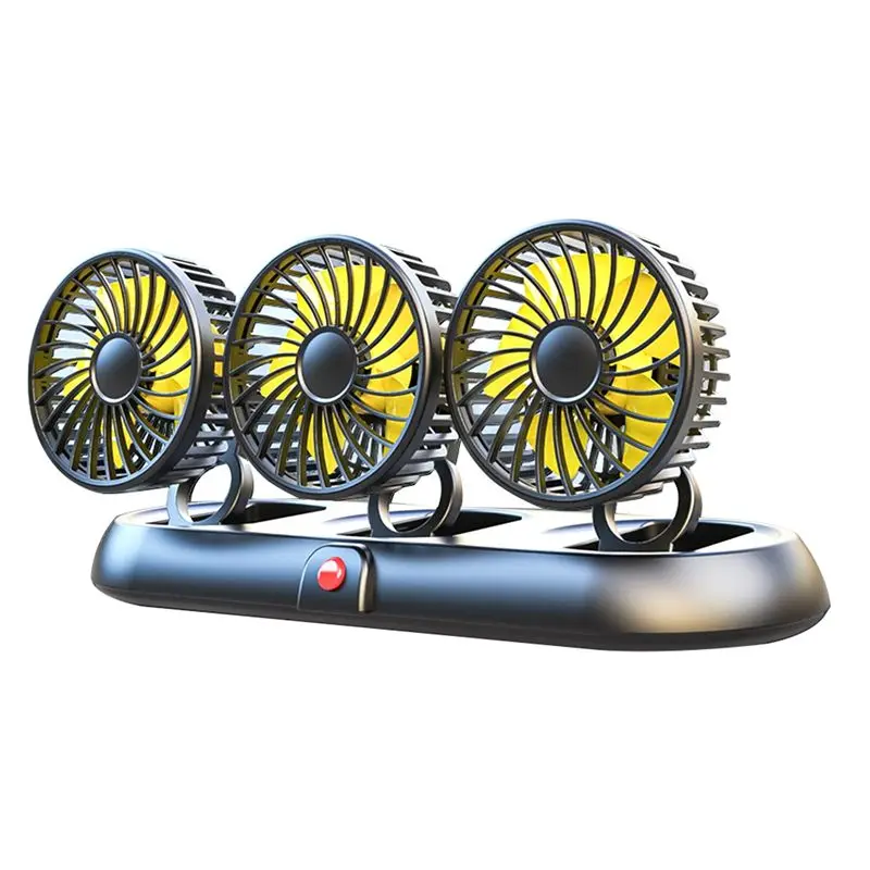 Car Fan 12V Three Head Portable Auto Cooling Fan Big Wind Electric Fan Folding Design For 12V Vehicle-A67F
