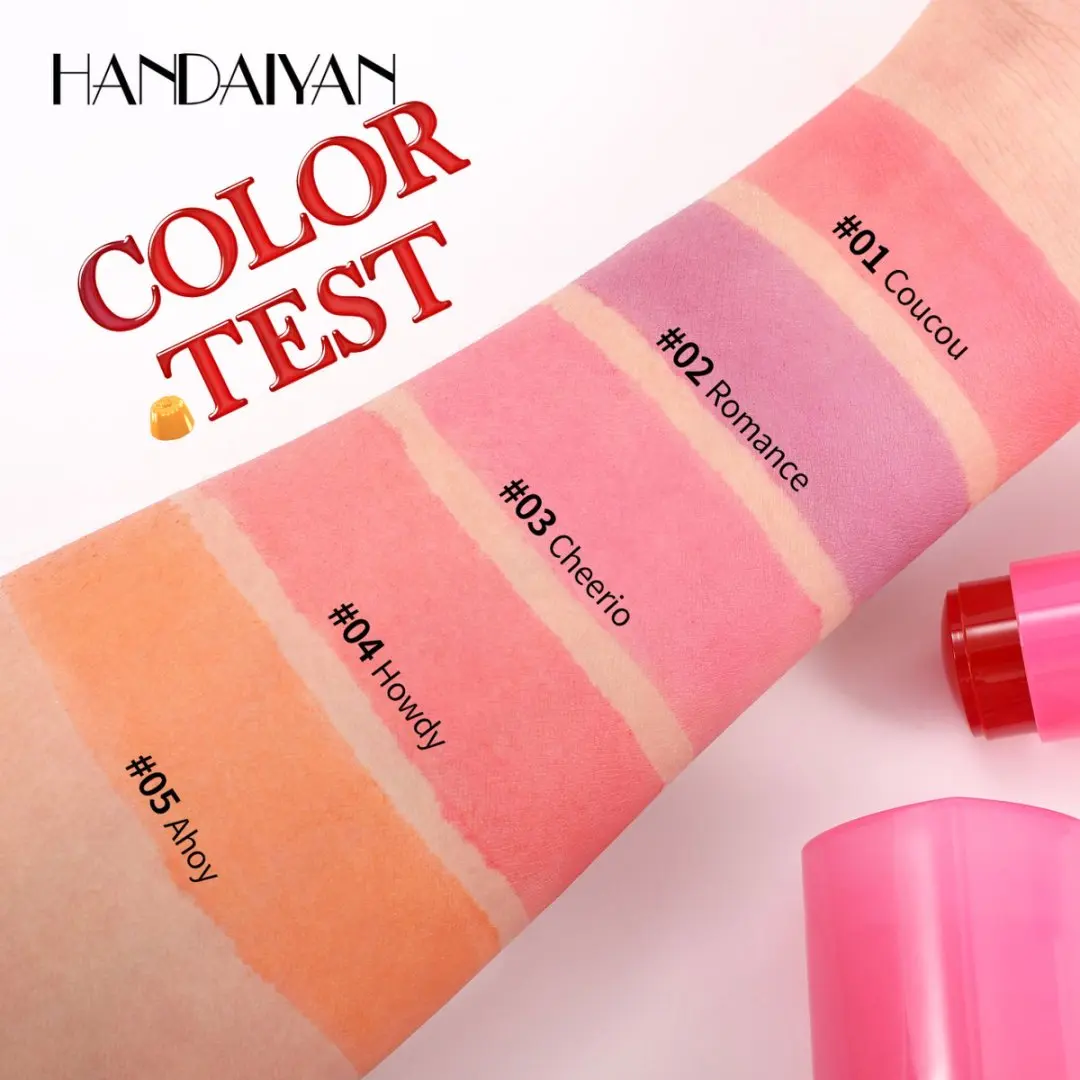 HANDAIYAN 쥬시 젤리 블러쉬 립 치크 틴트 오래 지속되는 모이스춰 라이징 하이드레이트 스킨 크리미 컬러 젤리 틴트