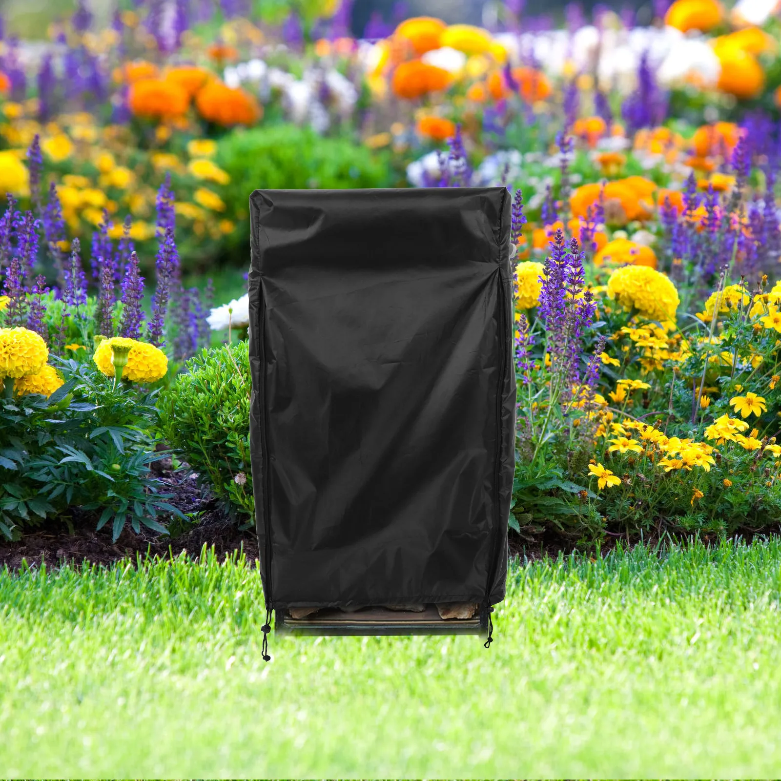 Outdoor Firewood Rack Cover Premium Oxford Cloth Waterproof Breathable Secure Fit Firewood Protector for Log Storage Garden Yard