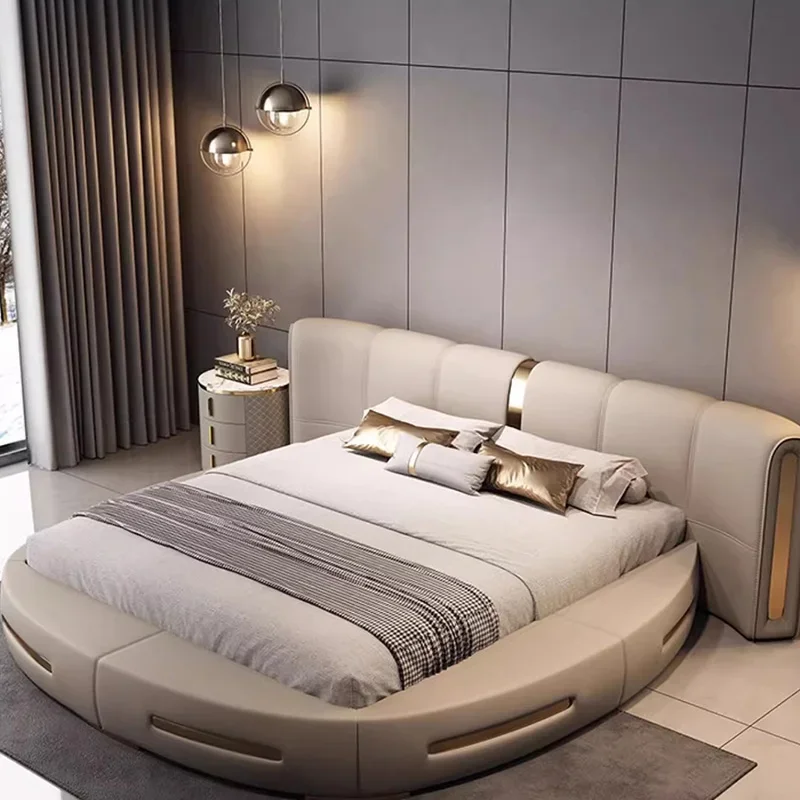 #Round Full Bed Bedroom Frame Queen Double Massage Bed Luxury Human Dog Floor Simple Sleeping Platform