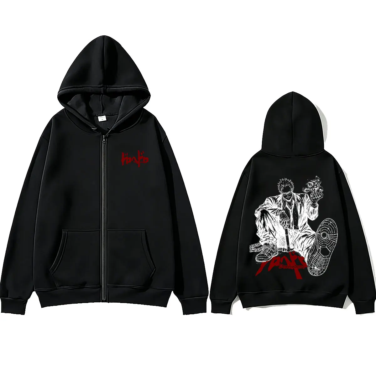 Anime Dorohedoro Shin‌ Merch Zipper Hoodie Men Women Manga Vintage Zip Up Jacket Men's 90s Rock Gothic Horror Zip Up Sweatshirt