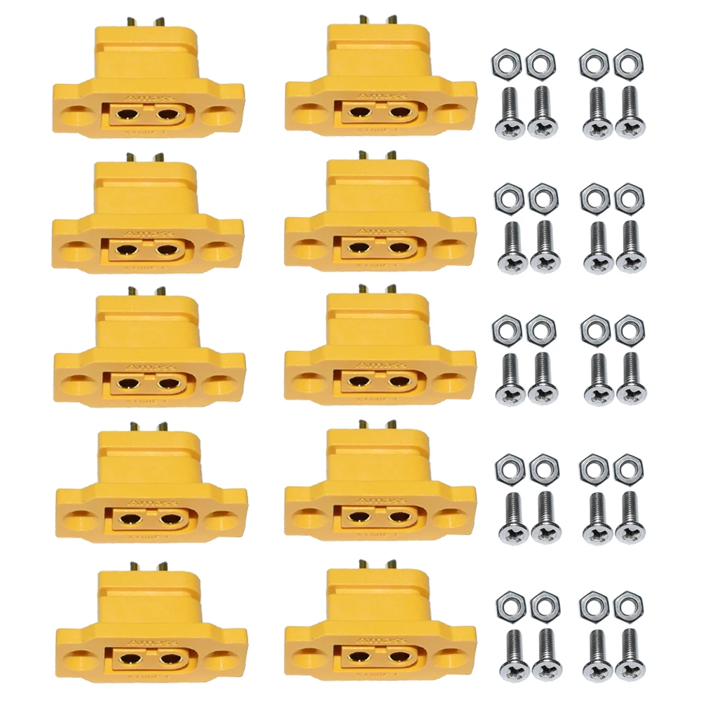 Amass 10 PCS XT60E-F Mountable XT60E Female Plug Connector with Screws for RC Drone Aircraft FPV Racing Drone XT60E-F XT60e