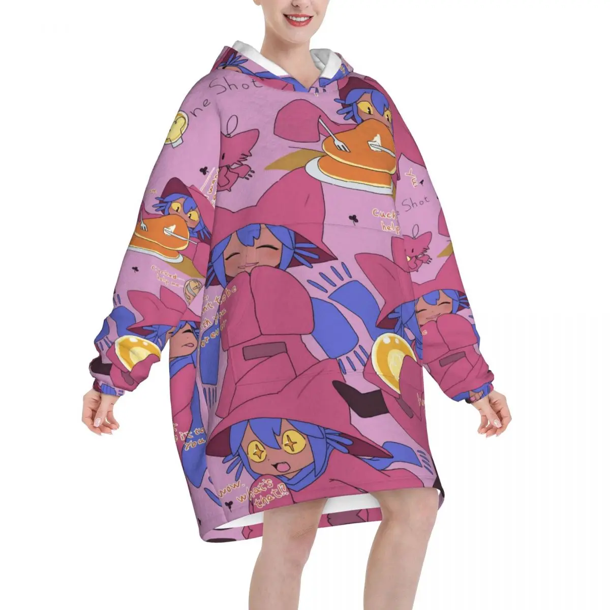 OneShots Niko Blanket Hoodie Wearable Blanket Large with Pocket Warm Sleeping Bag Soft Cozy Onesie