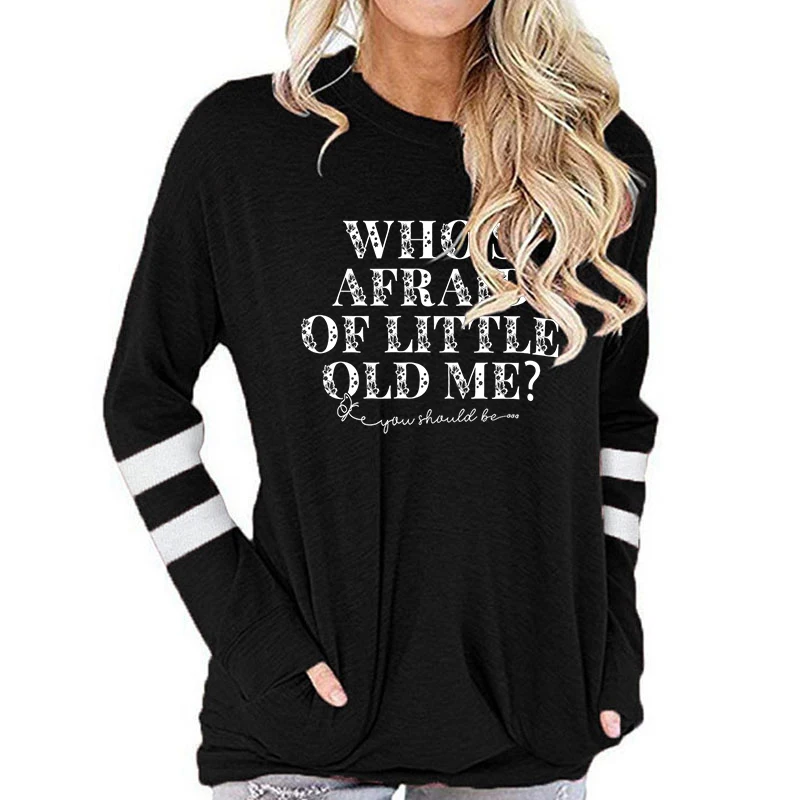 Women Vintage Letter Print Round Neck Long Sleeve Tshirt 