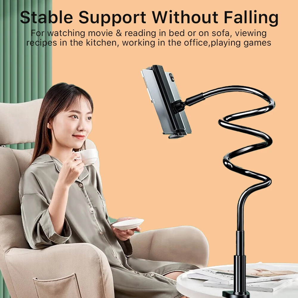 Bedside Table Tablet Stand Adjustable Long Arm Clamp Tablet Lazy Stand Suitable For iPad Samsung 4-11 inches