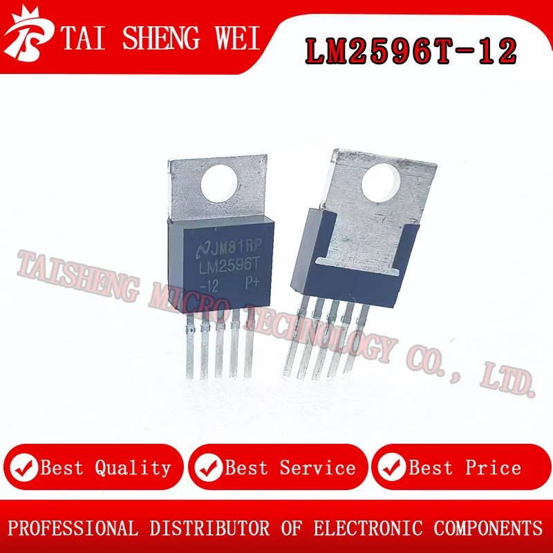 10PCS Brand New LM2596 LM2596T-5.0V/3.3V/12V/ADJ Through-Hole TO-220-5 Voltage Regulator Buck Converter Chip