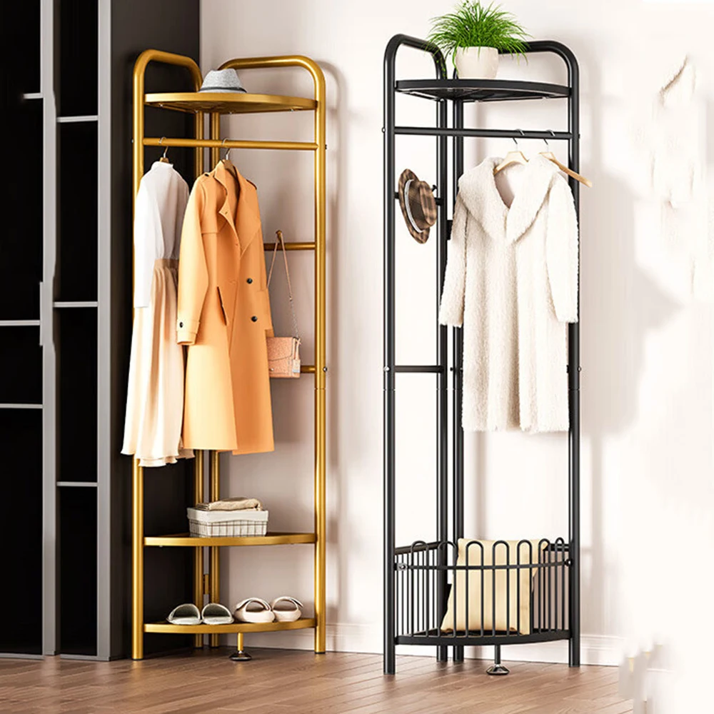 + Porte-vêtements Design En Métal Ou Coin Debout Porte-vêtements Minimalista Chambre De Luxe Percheros Para Ropa Meubles D'entrée