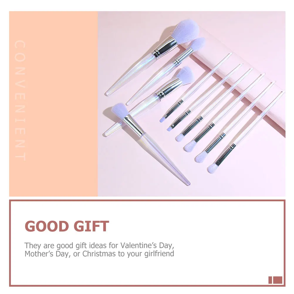 

10pcs Purple Crystal Makeup Brushes Professional Women Face Blush Powder Applicator Long Handle Cosmetics Tool Set Beauty