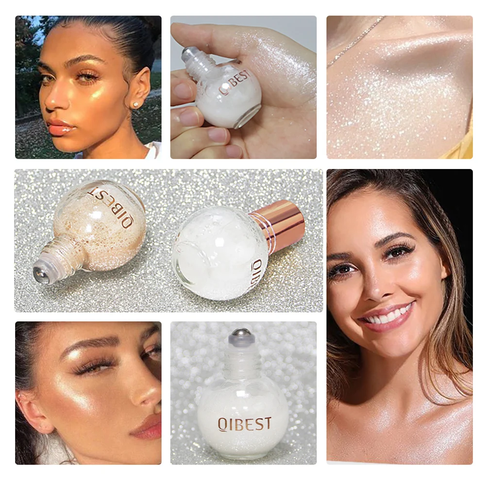 Bulb Shape Glitter Liquid Highlighter Shimmer Illuminator Glow Face Body Makeup Cosmetics Diamond Shine Highlight Countour