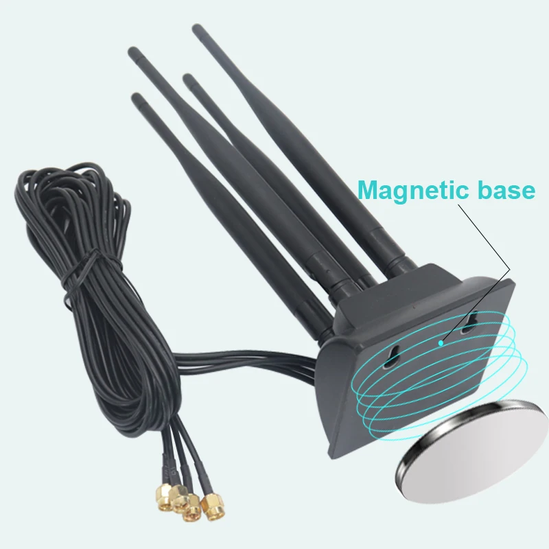 Imagem -06 - Antena Aérea Omni Wifi de Banda Dupla Cabo 4x4 2.4g 5.8g 15dbi Sma Rpsma Placa de Rede Roteador Modem com Base Magnética