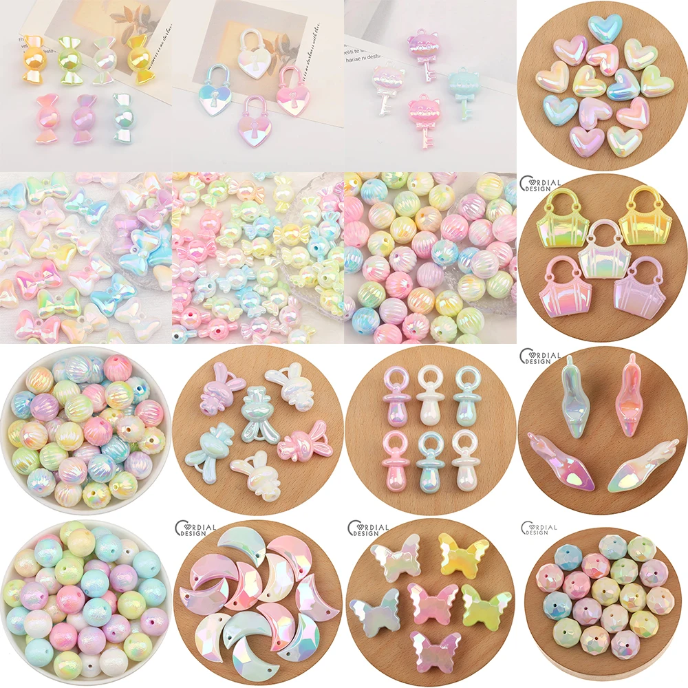 

Cordial Design 100Pcs Jewelry Findings & Components/Acrylic Beads/Aurora Effect/DIY Beads Making/Various Shape/Hand Made
