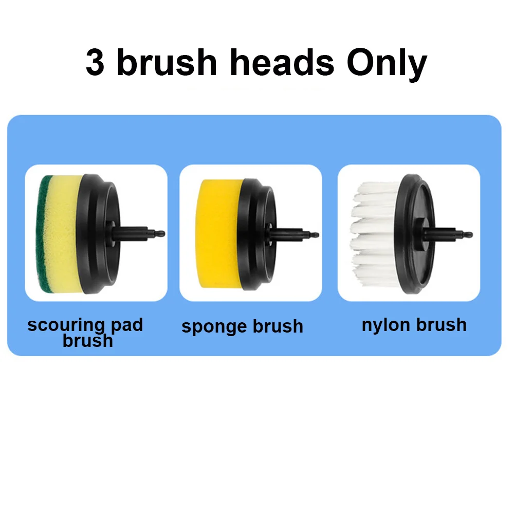 Multifunctional Cleaning Pots and Dishes Home Kitchen Bathroom Accessories Electric Cleaning Brush 3 Brush Heads Cleaning