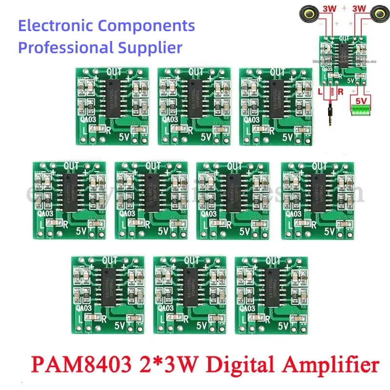 10pcs/1pc PAM8403 Audio 2x3W PAM 8403 Mini Digital Power Amplifier Board for Class D Stereo Audio Amplifier Module 5V Power