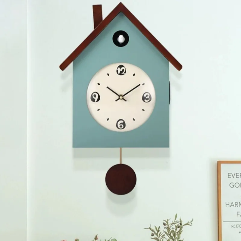 Wooden Cartoon Art Living Room Cuckoo Clock Creative Metal Pointer Bedroom Wall Clocks Kitchen Luxury Simple Home Decoration