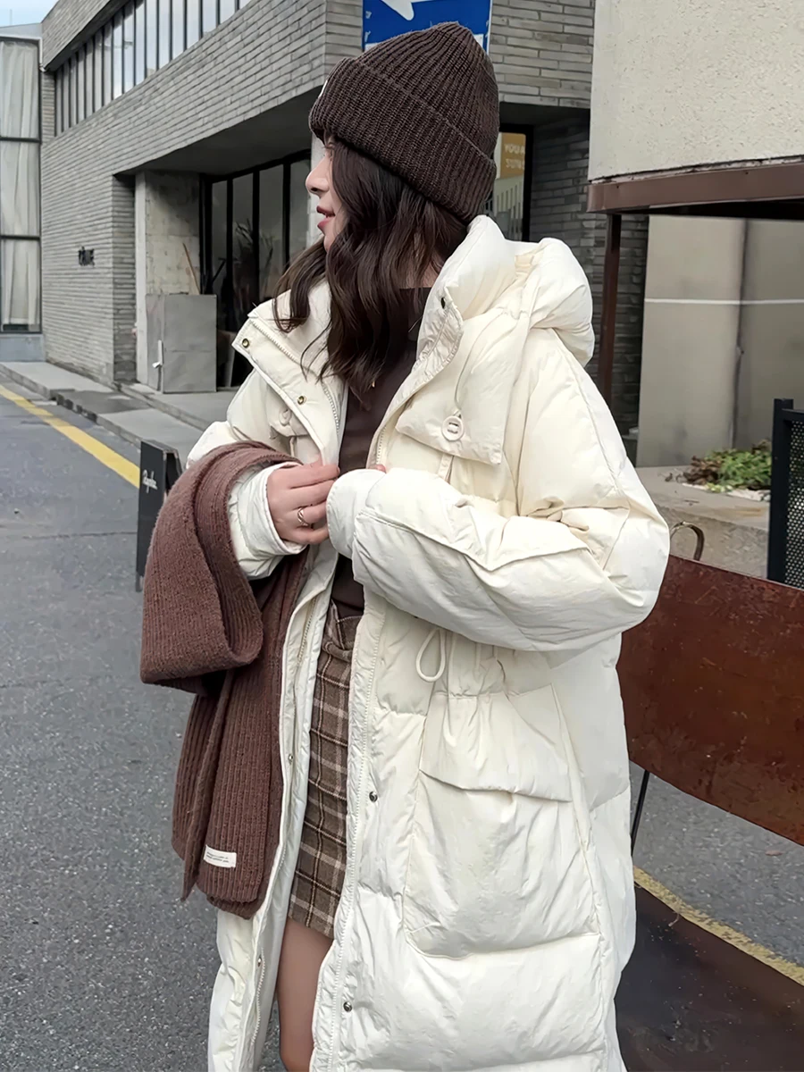 Ropa de abrigo blanca con capucha larga Du down Jaet para mujer, ropa de abrigo para ir al trabajo, novedad de invierno 2024