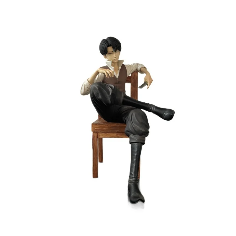 Attack On Titan Levi Ackerman Sitting Figure With Chair Boxed Anime Collectible Desktop Pc Case Tabletop Ornament For Gifts view 5