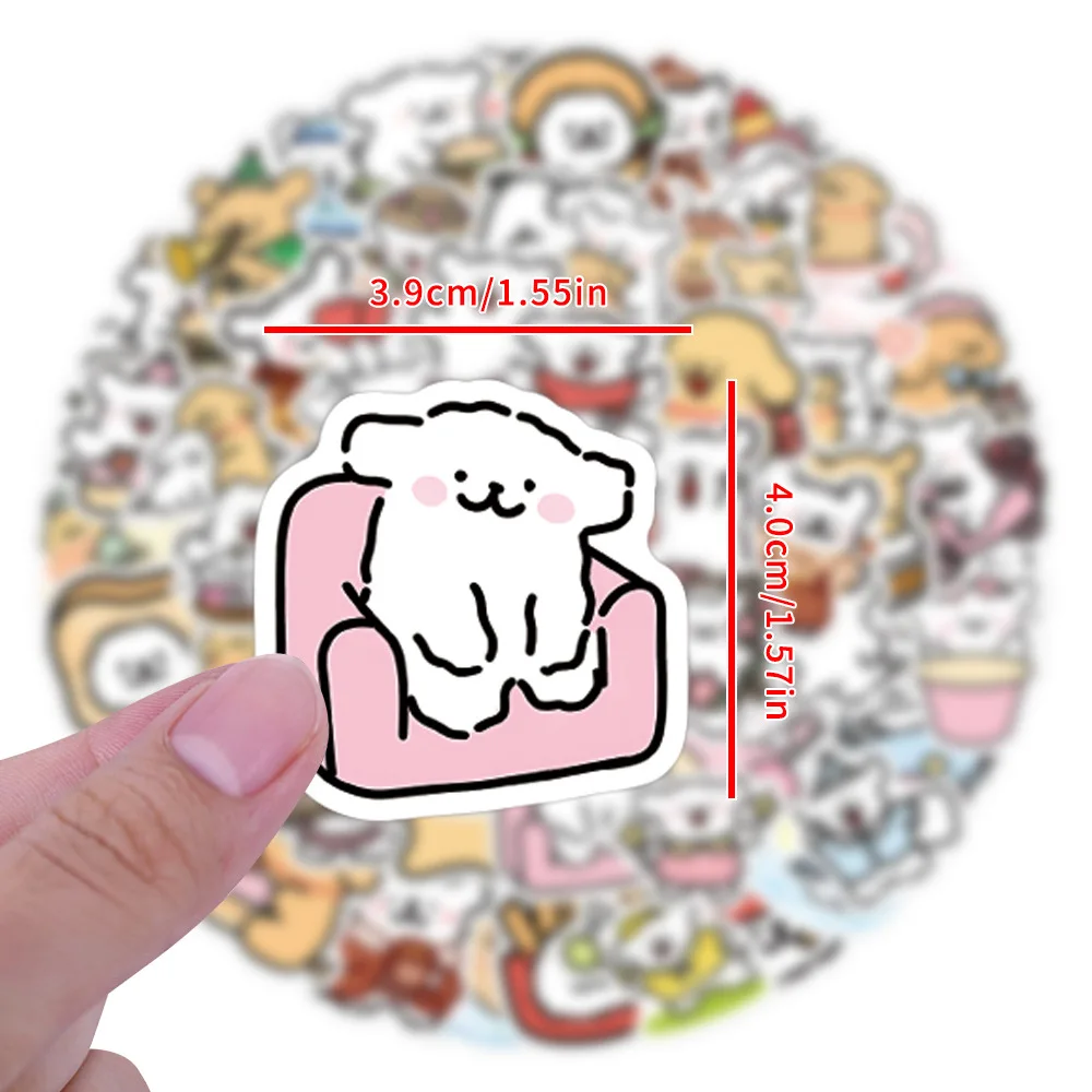 

50/100PCS Kawaii Lines Puppy Stickers Cute Cartoon Funny Graffiti Decal Children's Toys for Water Cup Luggage Phone Case