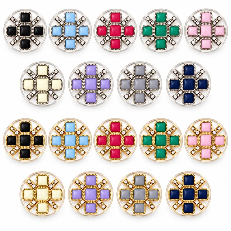 5pcs Metal PVC Inlaid Buttons Premium Women's Suit Coat Sweater Multi-Colored Hand-Stitched Multicolor Botones Decorativos
