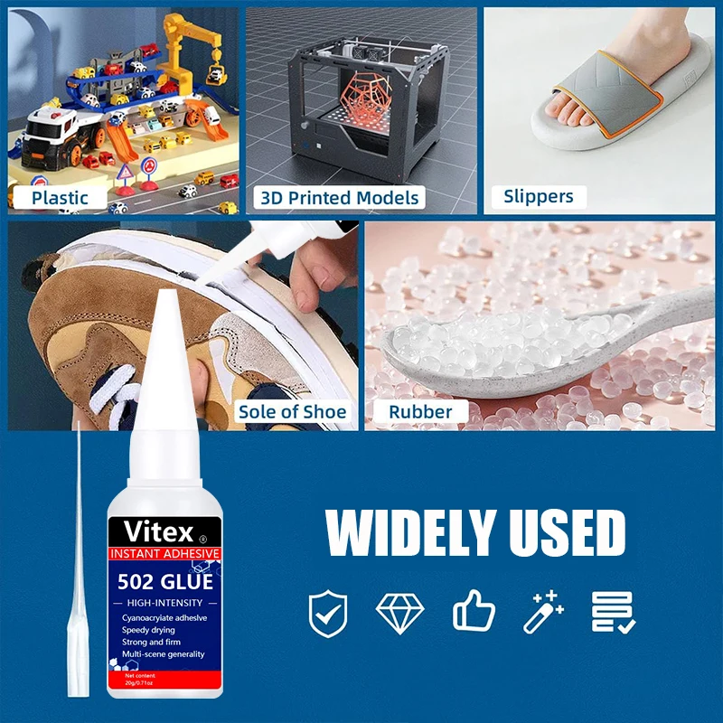 Vitex 1-5 шт. 502 20 мл сильный клей цианоакрилатный клей быстросохнущий резиновый керамический металлический прочный жидкий клей