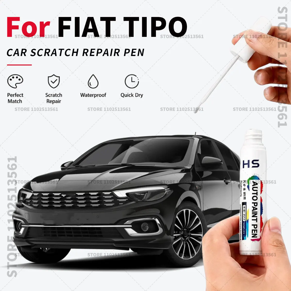 

For FIAT TIPO Touch Up Paint Pen Quick Repair Car Scratch Chip Paint Brush orange white elba blue passion cinema black Red