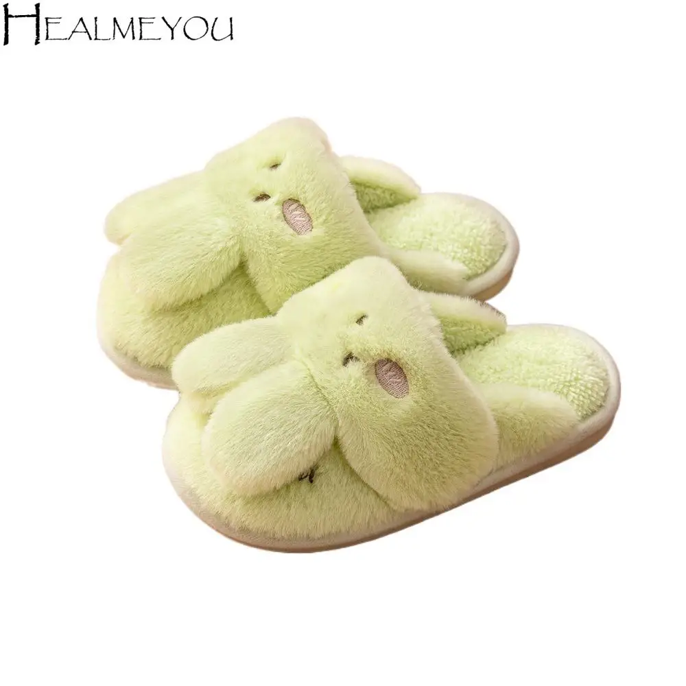

Модная домашняя одежда, плюшевые тапочки с кроликом, утепленные зимние теплые тапочки с героями мультфильмов, нескользящая милая пушистая хлопковая обувь для дома