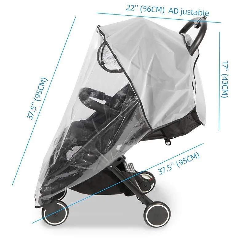 Universeller Regenschutz für Baby-Kinderwagen, atmungsaktiv, wetterfest, winddicht, Sonnenschutz, wasserdicht, transparent, Regenmantel für Kinderwagen, Kinderwagen-Zubehör – Detail 1