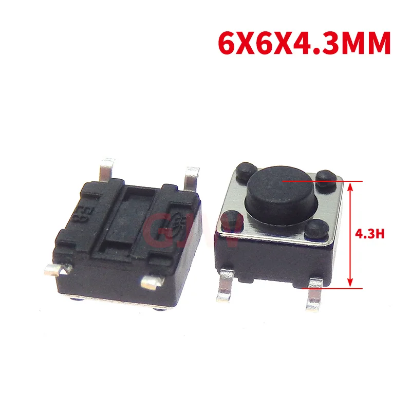 50PCS SMT 6*6 6X6X4.3/5/6/7/8/9-20MM 6x6x4.3MM 6x6x5MM 6x6x6MM 6x6x7MM 6x6x8MM 4PIN smd tact switch Micro push button switch