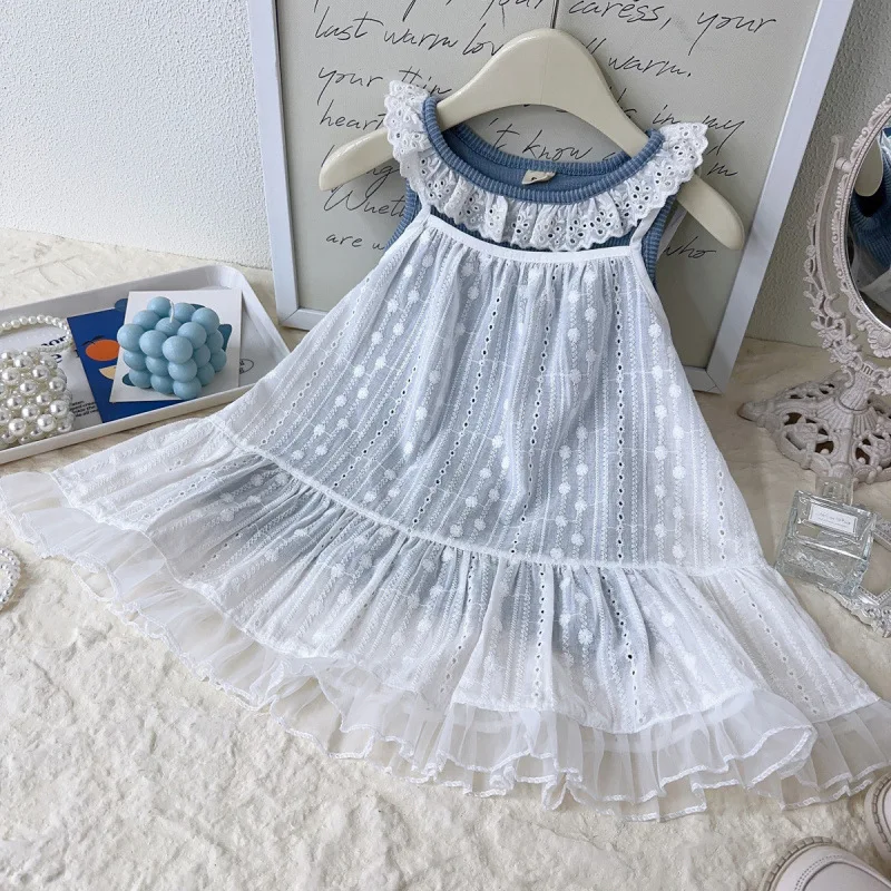 

Children's Outfit Dress New Summer Girls Fashionable Stylish Strap Dress Vest Korean Two-Piece Set2-8Years Old