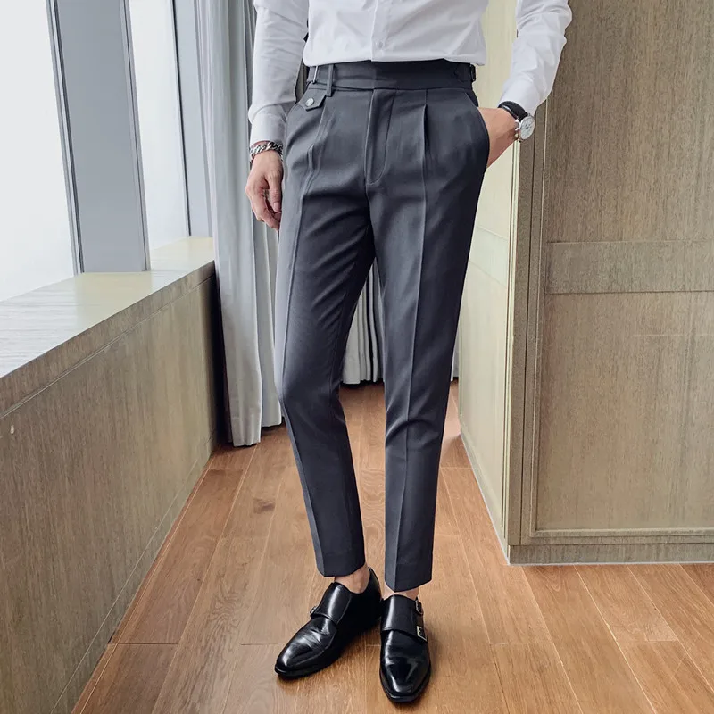 2023 Brand Clothing Fashion Spring High Quality Slim Fit Business Suit Pants/Male White Black Leisure Dress Trousers 29-36