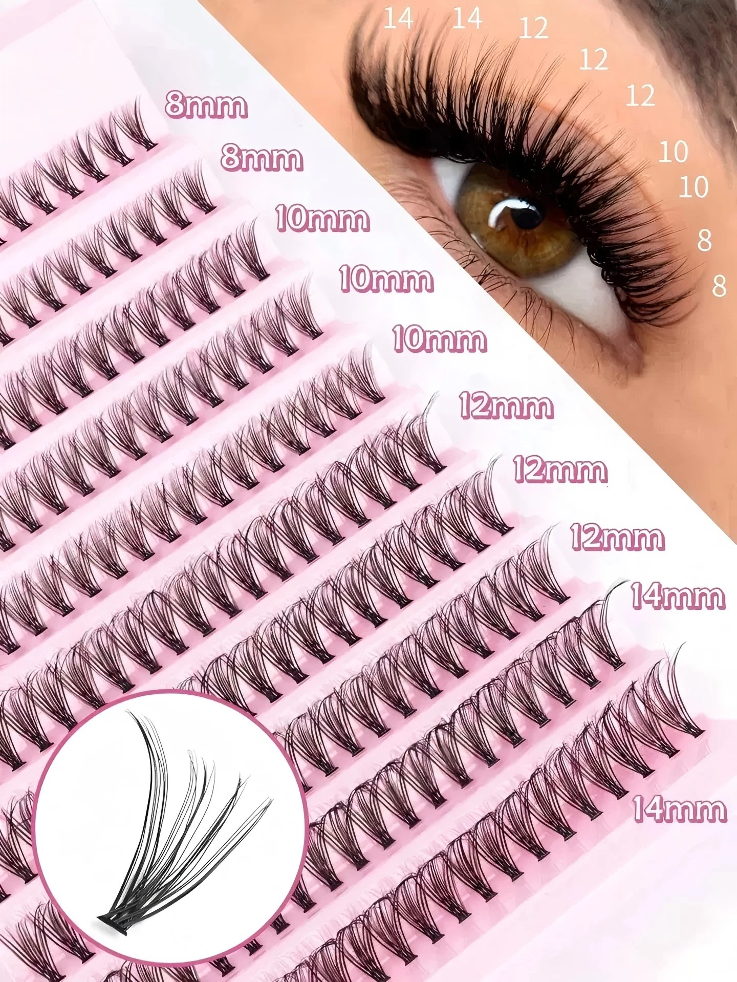 00Pcs DIY Personal Lashes  Eyelash Cluster Natural Look Wispy Lashes 8-16MM D Curly Hair Personal Clusters Lashes Fluffy