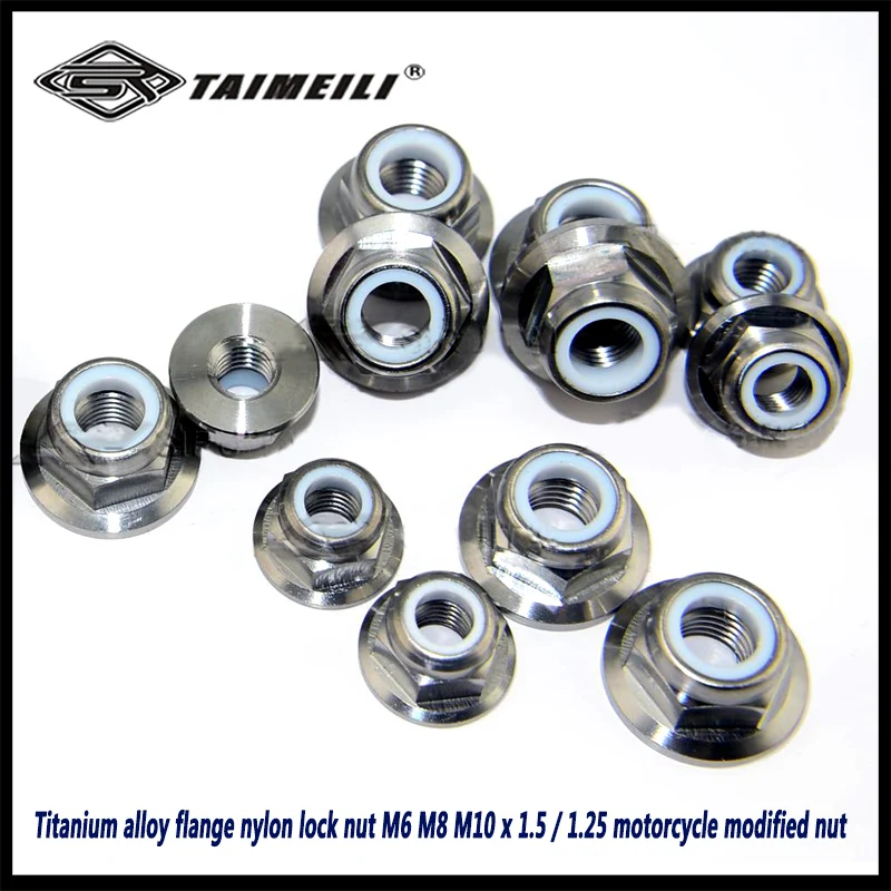 TAIMEILI Lightweight Anti-Corrosion GR5 Titanium alloy flange anti loosening nut M6/M8/M10 P1.25/1.5 Replacement modification