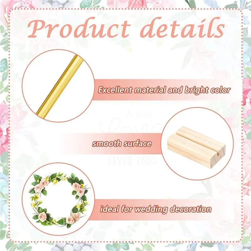 

ABNH 10 Pack 9.1 Inch Hexagonal Hoop Centerpiece with 10 Wood Place Card Holders for Decorations Wedding Table Crafts