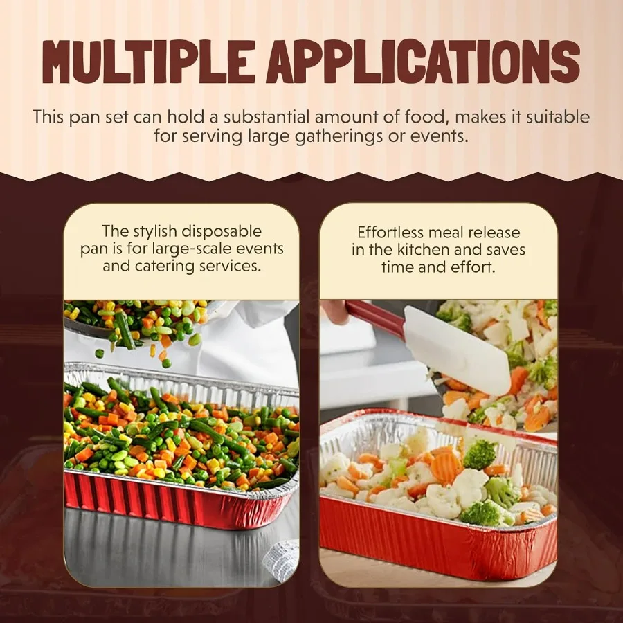 مجموعة مقلاة خبز غير لاصقة ملونة من الألومنيوم للاستعمال مرة واحدة مع غطاء - مقالي كعكة ألومنيوم مستطيلة ثقيلة مقاس 8 × 5 بوصات لكل