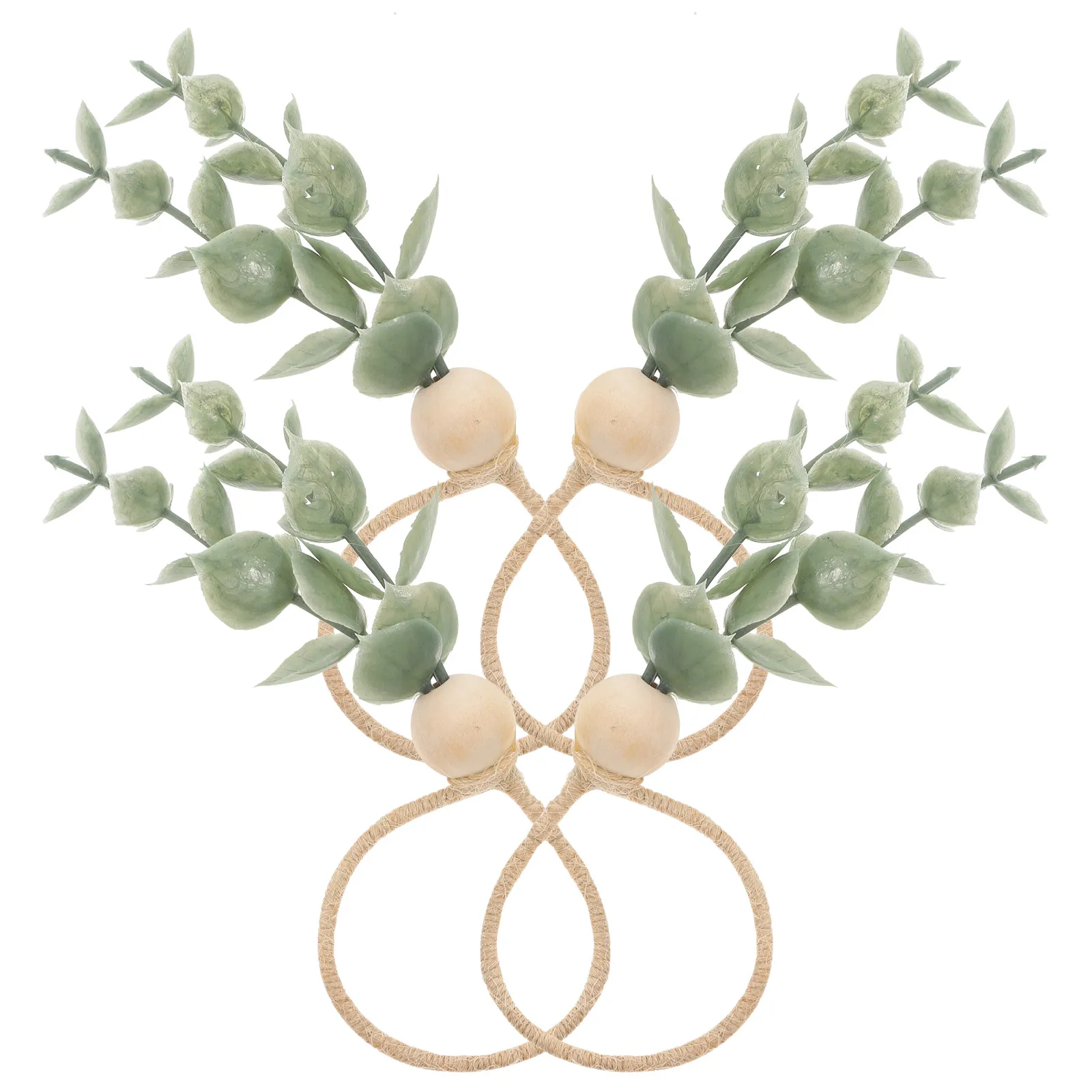 

4 Pcs Napkin Rings Realistic Serviette Buckle Wood Plastic Dining Table Decorations Banquet Party Supplies Reusable Chic