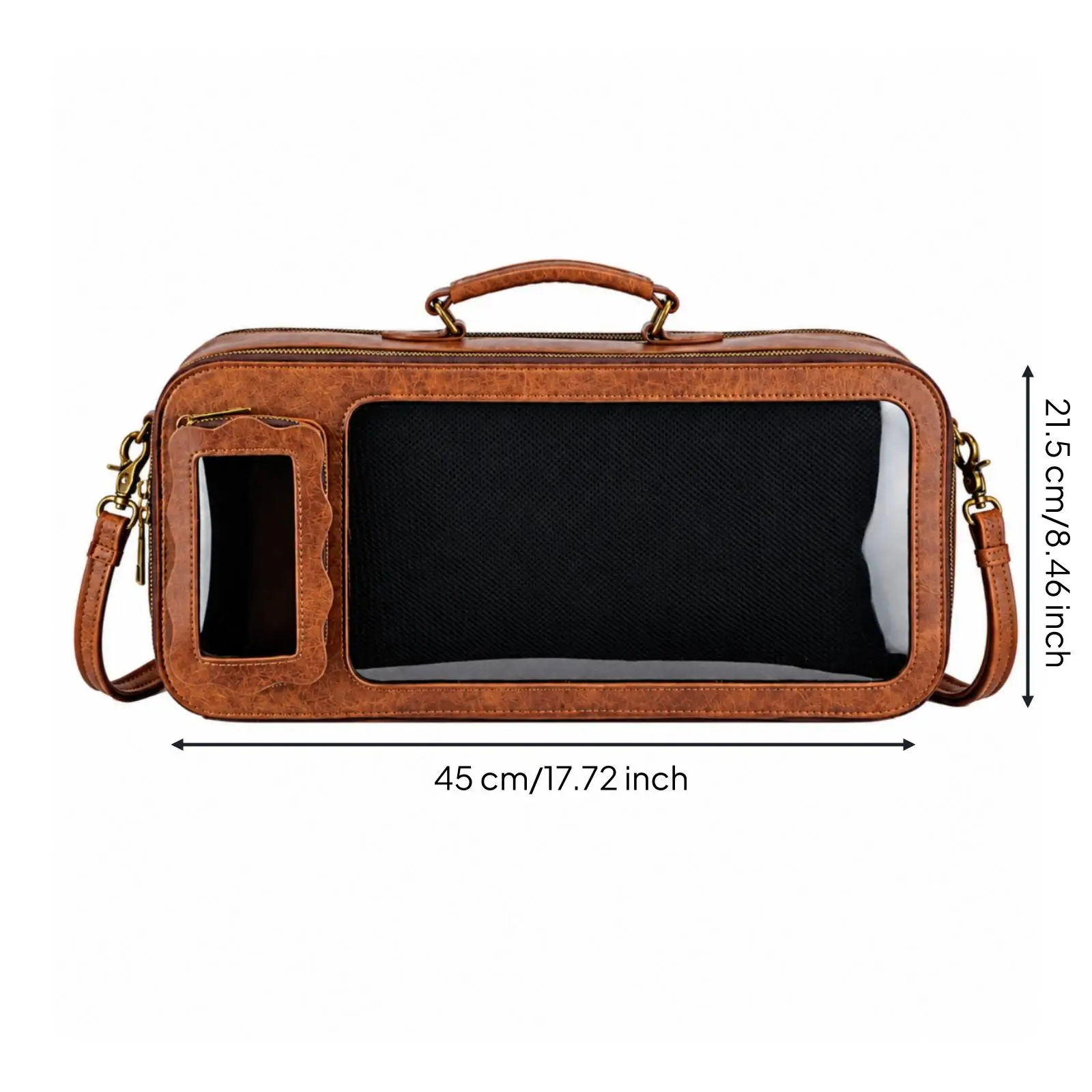 Lolita Style Doll Carrying Bag for Blythe Dolls with Clear Front Panel and Zipper Pocket