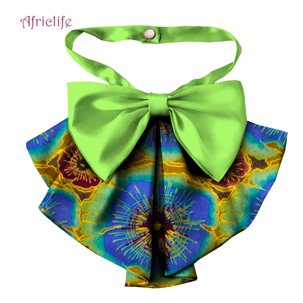 New  African Print Ankara Bow Tie for Women Triangle Ankara Fabric Cravat Africa Tie Falsh Collar Necklace WYB665