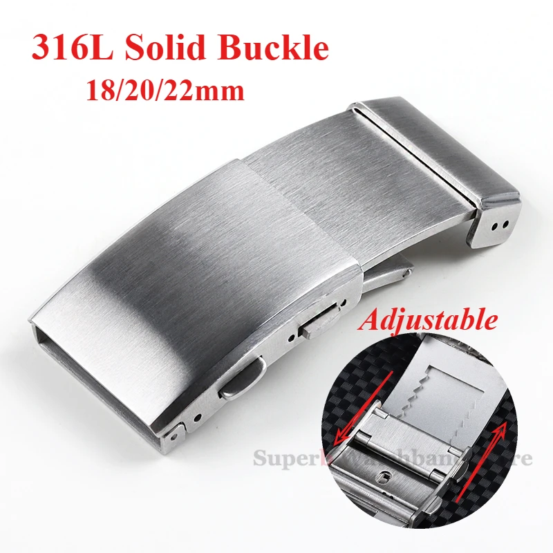 

Watch Clasp 16mm 18mm 20mm 22mm Silver Folding Safety Milled Clasp Replacement Stainless Steel Deployant Solid Watch Buckle