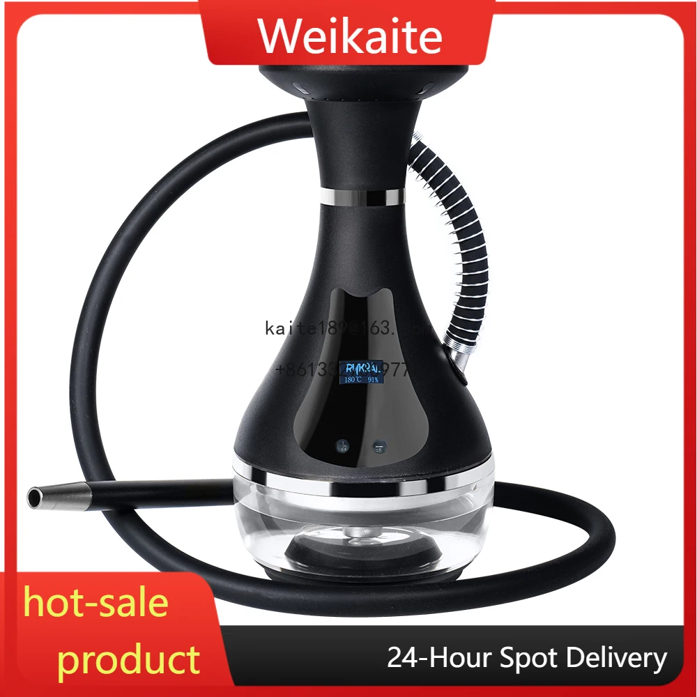 

Hot Selling Electric Portable Stainless Steel Acrylic Hookah High Quality Shisha With LED Display Electric Shisha Hookah Set